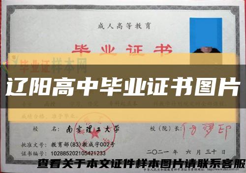 辽阳高中毕业证书图片缩略图