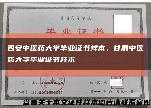 西安中医药大学毕业证书样本，甘肃中医药大学毕业证书样本缩略图