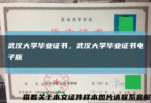 武汉大学毕业证书，武汉大学毕业证书电子版缩略图