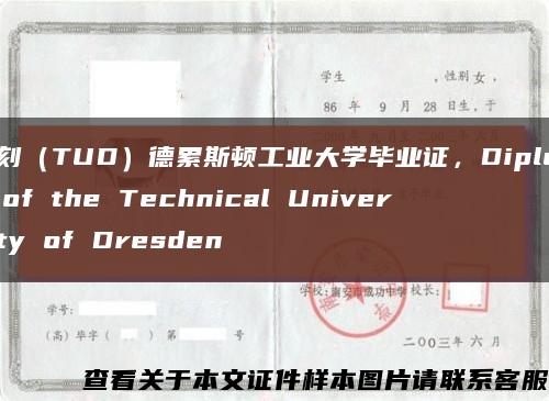复刻（TUD）德累斯顿工业大学毕业证，Diploma of the Technical University of Dresden缩略图