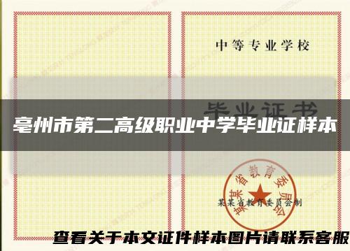 亳州市第二高级职业中学毕业证样本缩略图