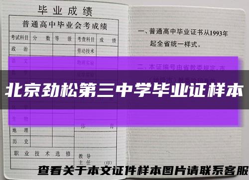 北京劲松第三中学毕业证样本缩略图
