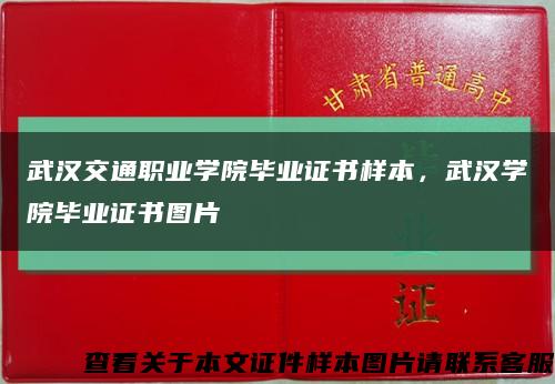武汉交通职业学院毕业证书样本，武汉学院毕业证书图片缩略图
