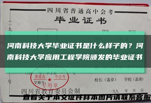 河南科技大学毕业证书是什么样子的？河南科技大学应用工程学院颁发的毕业证书缩略图