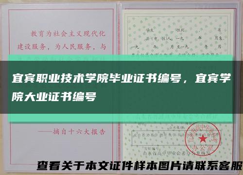 宜宾职业技术学院毕业证书编号，宜宾学院大业证书编号缩略图