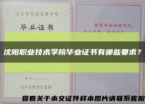 沈阳职业技术学院毕业证书有哪些要求？缩略图