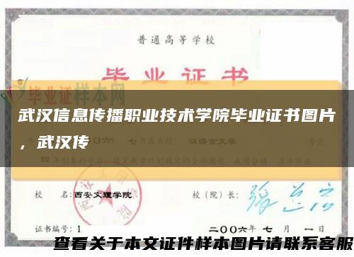 武汉信息传播职业技术学院毕业证书图片，武汉传缩略图