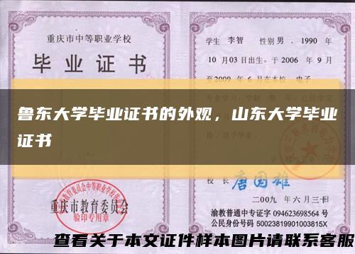 鲁东大学毕业证书的外观，山东大学毕业证书缩略图