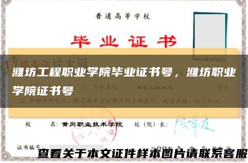 潍坊工程职业学院毕业证书号，潍坊职业学院证书号缩略图