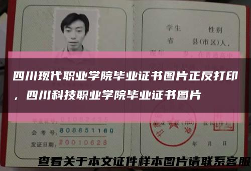 四川现代职业学院毕业证书图片正反打印，四川科技职业学院毕业证书图片缩略图