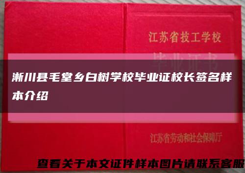 淅川县毛堂乡白树学校毕业证校长签名样本介绍缩略图