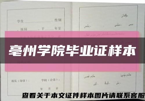 亳州学院毕业证样本缩略图