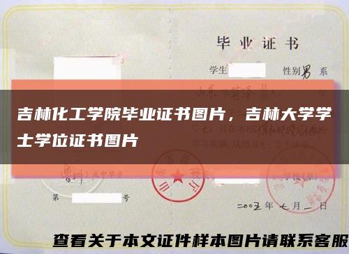 吉林化工学院毕业证书图片，吉林大学学士学位证书图片缩略图