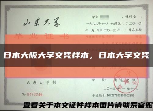 日本大阪大学文凭样本，日本大学文凭缩略图