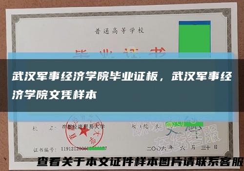 武汉军事经济学院毕业证板，武汉军事经济学院文凭样本缩略图