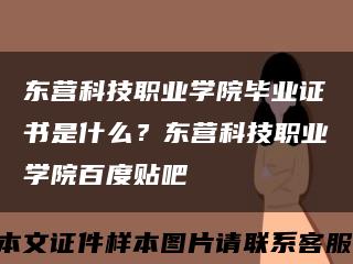 东营科技职业学院毕业证书是什么？东营科技职业学院百度贴吧缩略图