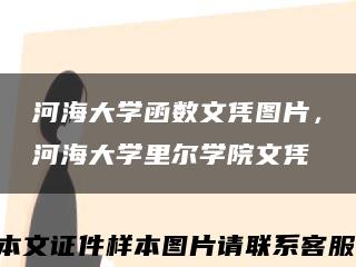 河海大学函数文凭图片，河海大学里尔学院文凭缩略图