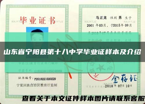 山东省宁阳县第十八中学毕业证样本及介绍缩略图