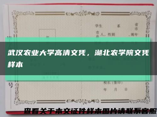 武汉农业大学高清文凭，湖北农学院文凭样本缩略图