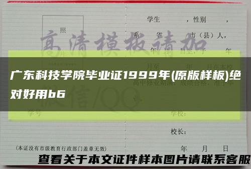 广东科技学院毕业证1999年(原版样板)绝对好用b6缩略图