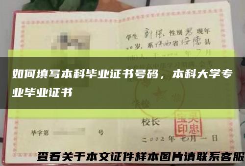 如何填写本科毕业证书号码，本科大学专业毕业证书缩略图