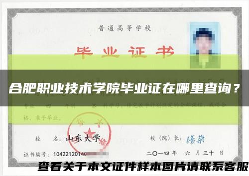 合肥职业技术学院毕业证在哪里查询？缩略图