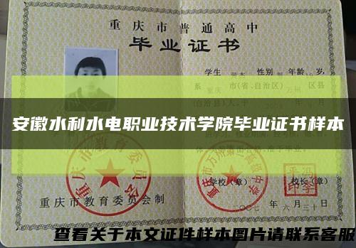 安徽水利水电职业技术学院毕业证书样本缩略图