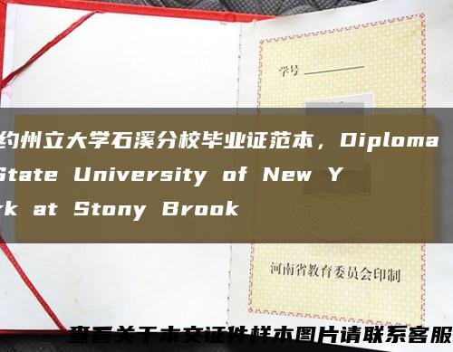 纽约州立大学石溪分校毕业证范本，Diploma of State University of New York at Stony Brook缩略图