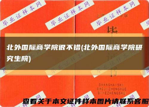 北外国际商学院很不错(北外国际商学院研究生院)缩略图