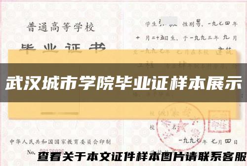 武汉城市学院毕业证样本展示缩略图