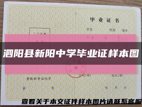 泗阳县新阳中学毕业证样本图缩略图