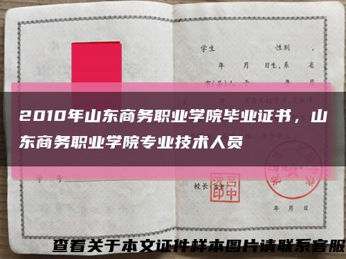 2010年山东商务职业学院毕业证书，山东商务职业学院专业技术人员缩略图