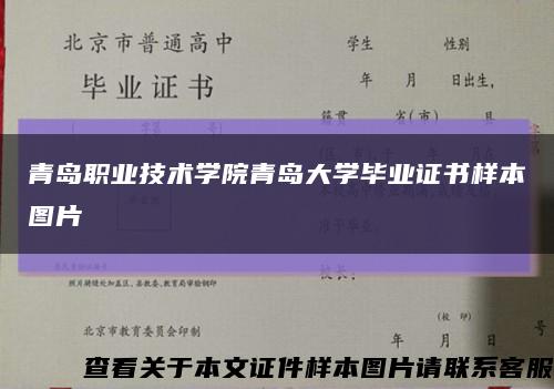 青岛职业技术学院青岛大学毕业证书样本图片缩略图