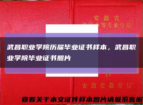 武昌职业学院历届毕业证书样本，武昌职业学院毕业证书照片缩略图