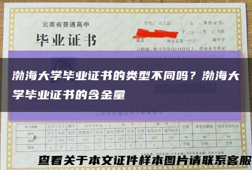 渤海大学毕业证书的类型不同吗？渤海大学毕业证书的含金量缩略图