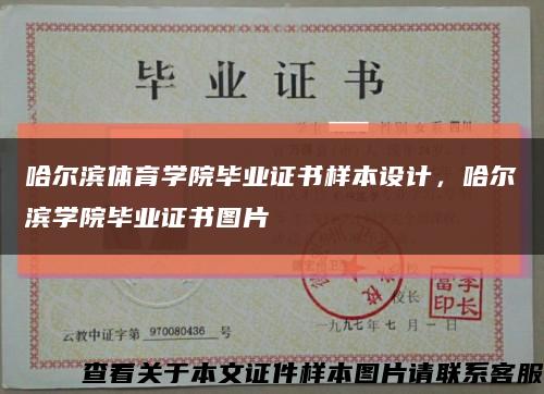 哈尔滨体育学院毕业证书样本设计，哈尔滨学院毕业证书图片缩略图