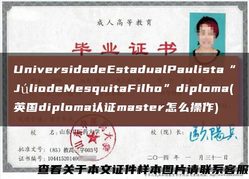UniversidadeEstadualPaulista“JúliodeMesquitaFilho”diploma(英国diploma认证master怎么操作)缩略图