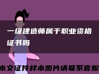 一级建造师属于职业资格证书吗缩略图