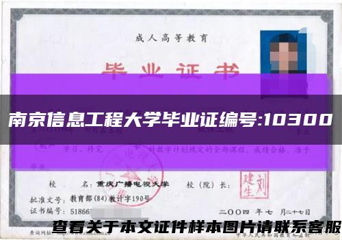 南京信息工程大学毕业证编号:10300缩略图