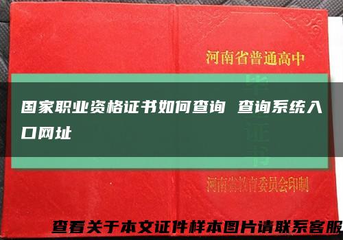 国家职业资格证书如何查询 查询系统入口网址缩略图