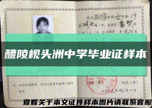 醴陵枧头洲中学毕业证样本缩略图