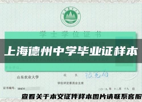 上海德州中学毕业证样本缩略图