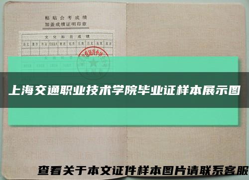 上海交通职业技术学院毕业证样本展示图缩略图