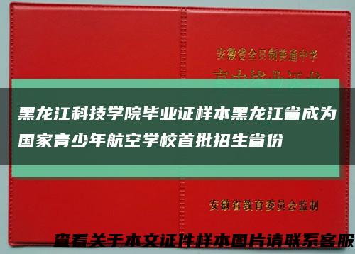 黑龙江科技学院毕业证样本黑龙江省成为国家青少年航空学校首批招生省份缩略图