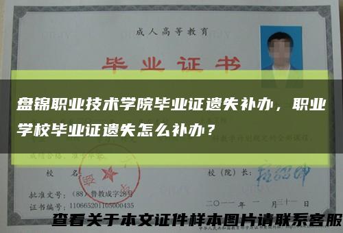 盘锦职业技术学院毕业证遗失补办，职业学校毕业证遗失怎么补办？缩略图