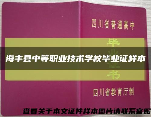 海丰县中等职业技术学校毕业证样本缩略图