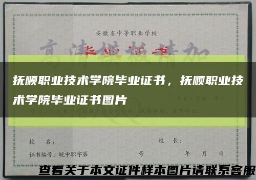 抚顺职业技术学院毕业证书，抚顺职业技术学院毕业证书图片缩略图