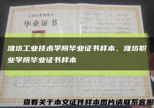 潍坊工业技术学院毕业证书样本，潍坊职业学院毕业证书样本缩略图