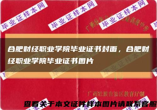 合肥财经职业学院毕业证书封面，合肥财经职业学院毕业证书图片缩略图