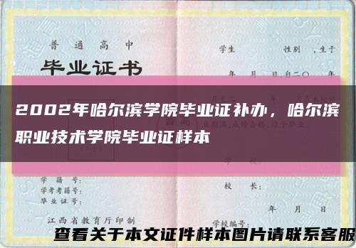 2002年哈尔滨学院毕业证补办，哈尔滨职业技术学院毕业证样本缩略图